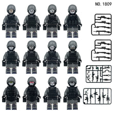 Load image into Gallery viewer, 12pcs/Set Tigercat SWAT Doll Toy Small Particle Doll Model Children Assembling Building Blocks Toy Weapon Pieces Shield Accessories
