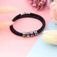 Load image into Gallery viewer, Woven Beads Bracelet Men's DIY Custom Letter Name Leather Rope Bracelet Father
