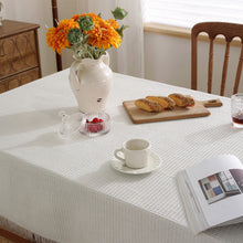 Load image into Gallery viewer, White Cotton Linen Fabric Tablecloth Decorative Cloth Waffle Cotton Thread Rectangular Lace round Tablecloth Ins French Cloth
