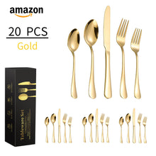Load image into Gallery viewer, Stainless Steel Knife, Fork and Spoon Set Stainless Steel Tableware Steak Knife, Fork and Spoon 5-Piece Set 20-Piece Set

