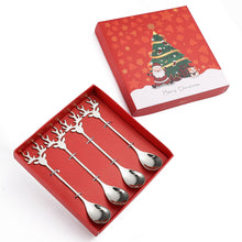 Load image into Gallery viewer, Creative Coffee Spoon Golden Fruit Fork Christmas Tree Elderly Dessert Spoon Four-Piece Set

