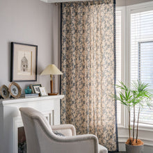 Load image into Gallery viewer, Blue Rose Flower Half Shade Cotton Linen Kitchen Curtain Printed Bedroom Curtain
