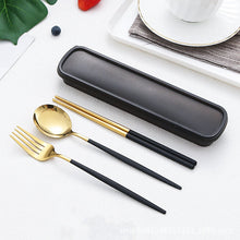 Load image into Gallery viewer, Stainless Steel Portable Tableware Set Chopsticks Spoon Fork Portuguese Tableware Three-Piece Stainless Steel
