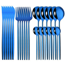 Load image into Gallery viewer, Stainless Steel Tableware 24-Piece Set Bright Portuguese Western Food Gold Knife, Fork and Spoon I
