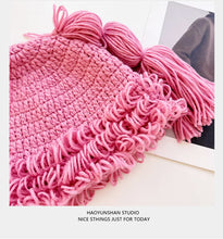 Load image into Gallery viewer, Japanese two-dimensional cute double braids pink wool hat female autumn and winter warm sweet soft sister wig knitted hat
