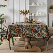 Load image into Gallery viewer, Blue Jacquard Table Cloth American Oil Painting Thick Tablecloth Blue Flower Kitchen Table Cloth
