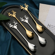 Load image into Gallery viewer, Coffee Dessert Spoon Stainless Steel Spoon Deer Spoon Christmas New Year Gift
