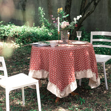 Load image into Gallery viewer, Embroidery Three-Dimensional Ruffled Dining Table Fabric Pure Cotton American Retro Tablecloth
