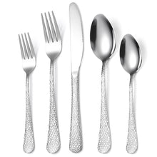 Load image into Gallery viewer, Tableware Snake Skin Hammer Handle Five-Piece Set Creative Western Food Steak Knife, Fork and Spoon Gold Stainless Steel Knife and Forks
