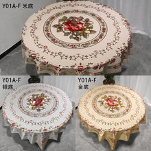 Load image into Gallery viewer, Weichen European and American Ins Gilding Tablecloth Waterproof Oil-Proof PVC round Table Tablecloth Lace Printing
