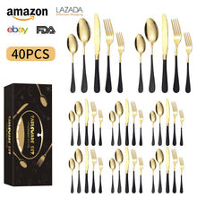 Load image into Gallery viewer, Tableware Knife, Fork and Spoon 40-Piece Set 8-Person Group Western Food/Steak Knife, Fork and Spoon Tableware
