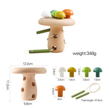 Load image into Gallery viewer, Colorful Mushroom Matching String Toys Children's Early Childhood Education Fun Threading Wooden Toys
