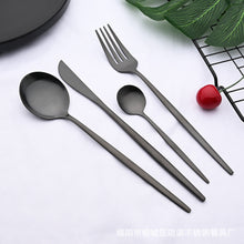 Load image into Gallery viewer, Matte Portugal Stainless Steel Knife, Fork and Spoon Western Food/Steak Knife and Fork Dessert Spoon Fork Tableware
