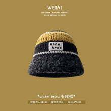 Load image into Gallery viewer, Winter colorful christmas hat vintage knitted wool hat warm plush bucket hat
