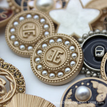 Load image into Gallery viewer, 5pcs/Set Esstudio Retro Style Metal Button Suit Coat Overcoat Pearl Buttons Clothing Decorative Buttons

