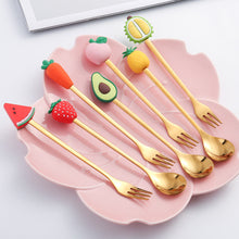 Load image into Gallery viewer, Fruit Fork Cute Children's Tableware Watermelon Spoon Doll Cake Dessert Fork Stainless Steel Coffee Spoon
