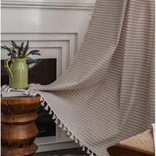 Load image into Gallery viewer, Simple Cotton and Linen Curtain Striped Tassel Living Room Curtain Rod
