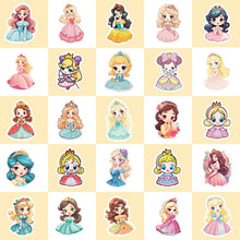 Load image into Gallery viewer, 50 Cartoon Skirt Girl Princess Stickers Kindergarten Children's Toy Graffiti Girl Beautiful Princess Stickers
