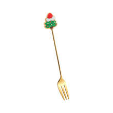 Load image into Gallery viewer, Q Christmas Gift Creative Small Spoon Golden Elk Cartoon Fruit Fork Christmas Tree Old Man Dessert Coffee Spoon
