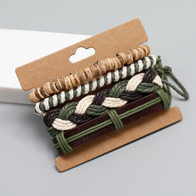 Load image into Gallery viewer, European And American Popular Ornament Personalized Woven Multi-Layer Hemp Rope Bracelet Wrist String Simple Diy4-Piece Leather Bracelet
