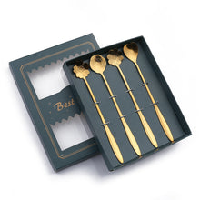 Load image into Gallery viewer, Q Tableware Set Creative Spoon Four-Piece Set round Spoon Stirring Spoon Gift Packing Ice Spoon
