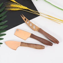 Load image into Gallery viewer, Stainless Steel Cheese Knife Walnut Wooden Handle Cheese Knife Baking Butter Knife Cheese Tool Set

