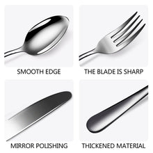 Load image into Gallery viewer, Stainless Steel Tableware Set 24-Piece Color Plated Dinning Knife and Fork Western Food/Steak Knife, Fork and Spoon
