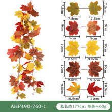 Load image into Gallery viewer, 5pcs/Set Artificial Maple Leaf Vine Artificial Plant Rattan Christmas Wall Hanging Plastic Wickers Plants
