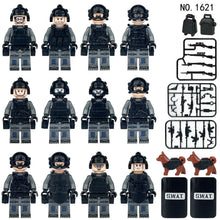 Load image into Gallery viewer, 12pcs/Set Tigercat SWAT Doll Toy Small Particle Doll Model Children Assembling Building Blocks Toy Weapon Pieces Shield Accessories
