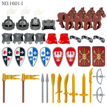 Load image into Gallery viewer, Medieval Knight Equipment Upgrade Package 1601 Accessories Model Children Assembling Building Blocks Toy Soldier
