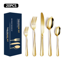 Load image into Gallery viewer, Stainless Steel Tableware Set 5-Piece Western Food Knife, Fork and Spoon 20-Piece Set Gift Set
