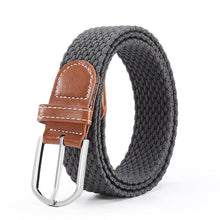 Load image into Gallery viewer, Hole Pin Buckle Belt Women's Canvas Elastic Waistband Casual Stretch Woven Leather Belt

