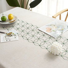 Load image into Gallery viewer, Tablecloth Rhombus Geometric Embroidery Imitation Cotton Linen Rectangular Dining Table
