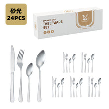 Load image into Gallery viewer, 24-Piece Set Stainless Steel Knife, Fork and Spoon Tableware Set Gold-Plated Gift Box Western Dinner Set
