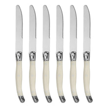 Load image into Gallery viewer, Stainless Steel Knife, Fork and Spoon Set White Plastic Handle Steak Knife Steak Fork Spoon Steak Western Tableware
