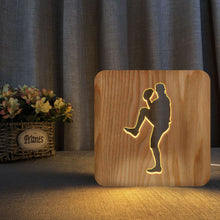 Load image into Gallery viewer, Baseball Sports USB Hollow Pine Night Light Bedside Lamp Children Bedroom Light

