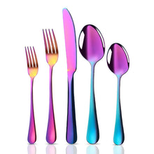 Load image into Gallery viewer, 1010 Stainless Steel Tableware Set Titanium-Plated Matte Black Western Food/Steak Knife, Fork and Spoon Five Components
