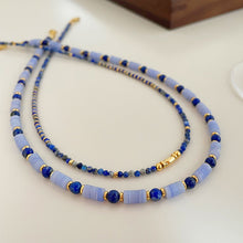 Load image into Gallery viewer, New Retro Lapis Lazuli Color Beaded Necklace Women's Simple Fashion Short Necklace
