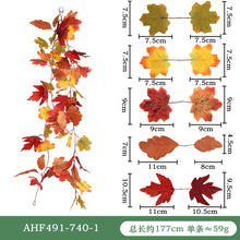 Load image into Gallery viewer, 5pcs/Set Artificial Maple Leaf Vine Artificial Plant Rattan Christmas Wall Hanging Plastic Wickers Plants
