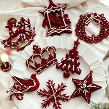 Load image into Gallery viewer, Flocking material Christmas pendant Holiday decoration Snowflake pendant Christmas tree pendant
