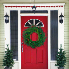 Load image into Gallery viewer, Artificial Christmas decoration wreath with pine cones, simulated feel soft glue pine cypress red fruit Norfolk pine needle wreath
