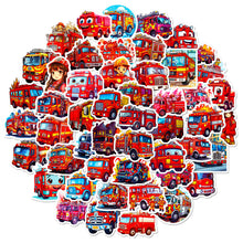 Load image into Gallery viewer, 50 Pieces Fire Truck Stickers New Children Cartoon Fire Truck Stickers Early Childhood Education Skateboard Sticker
