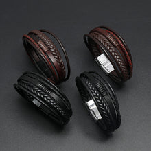 Load image into Gallery viewer, Ornament Simple Handmade Woven Multi-Layer Leather Bracelet European and American Fashion Popular Jewelry Men's Bracelet
