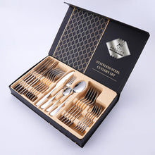 Load image into Gallery viewer, Stainless Steel 24-Piece Set Western Dinner Set Gift Box Steak Knife and Fork Spoon
