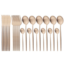 Load image into Gallery viewer, Matte Portugal Stainless Steel Knife, Fork and Spoon Western Food/Steak Knife and Fork Dessert Spoon Fork Tableware
