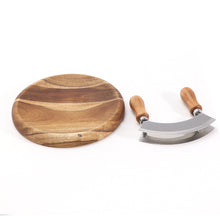 Load image into Gallery viewer, Stainless Steel Double-Sided Cutter Onion Vanilla Cutter Set Cheese Cutter Wooden Handle Double Handle Swing Cutter Cutting Board
