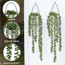 Load image into Gallery viewer, 2pcs Artificial Succulent 5 Fork Lover's Tears Plant Plant Hanging Pretend Pearls Home Garden Decorative Greenery

