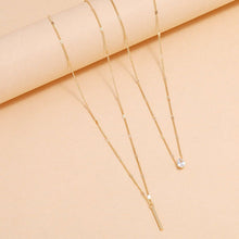 Load image into Gallery viewer, Rhinestone Water Drop Women's Necklace Strip Double-Layer Pendant Simple Necklace

