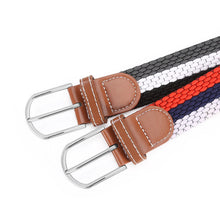 Load image into Gallery viewer, Hole Pin Buckle Belt Women's Canvas Elastic Waistband Casual Stretch Woven Leather Belt
