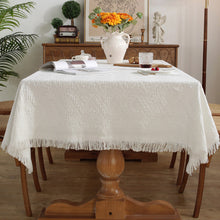 Load image into Gallery viewer, White Cotton Linen Fabric Tablecloth Decorative Cloth Waffle Cotton Thread Rectangular Lace round Tablecloth Ins French Cloth
